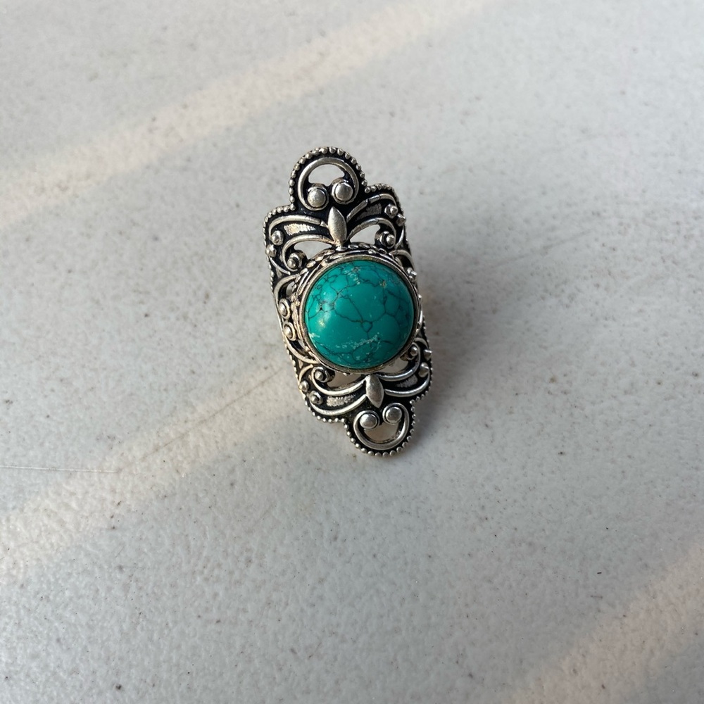 Silver Statement Ring with Turquoise
